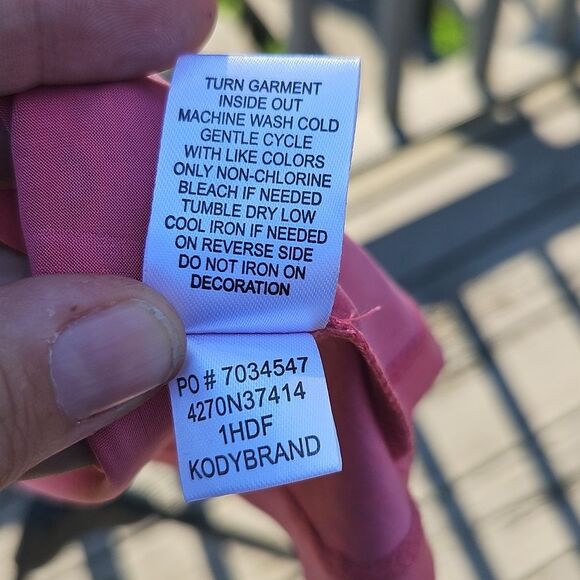 Oneworld Embellished Boho Tunic Top XL Coral Pink Multicolor Paisley Print - Picture 7 of 8